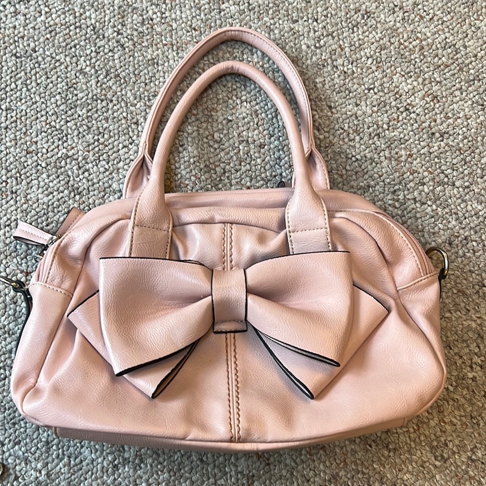 Charming Charlie pink ribbon bag